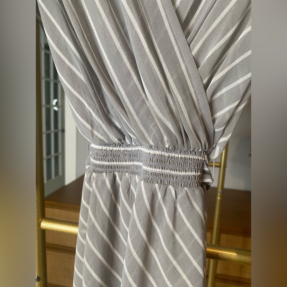 Express Gray Striped Wrap Blouse - image 3
